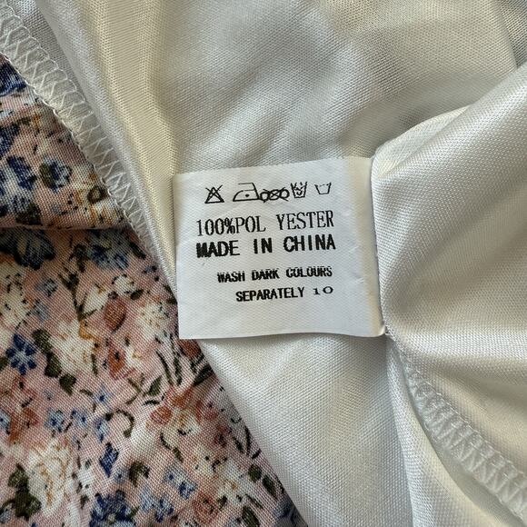 Manydress Floral Midi Dress Pink Ruffle Prairie Style Boho Women's Size Medium - Picture 10 of 13